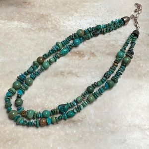 😍925 Silver & Turquoise Multi-stone Two Strand Necklace😍